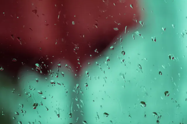 Rain on glass during a storm on the West Side of Hoboken