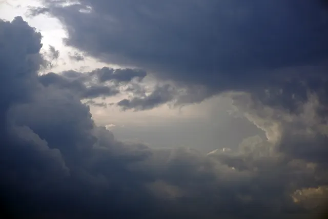 Heavy storm clouds gathering over Hoboken